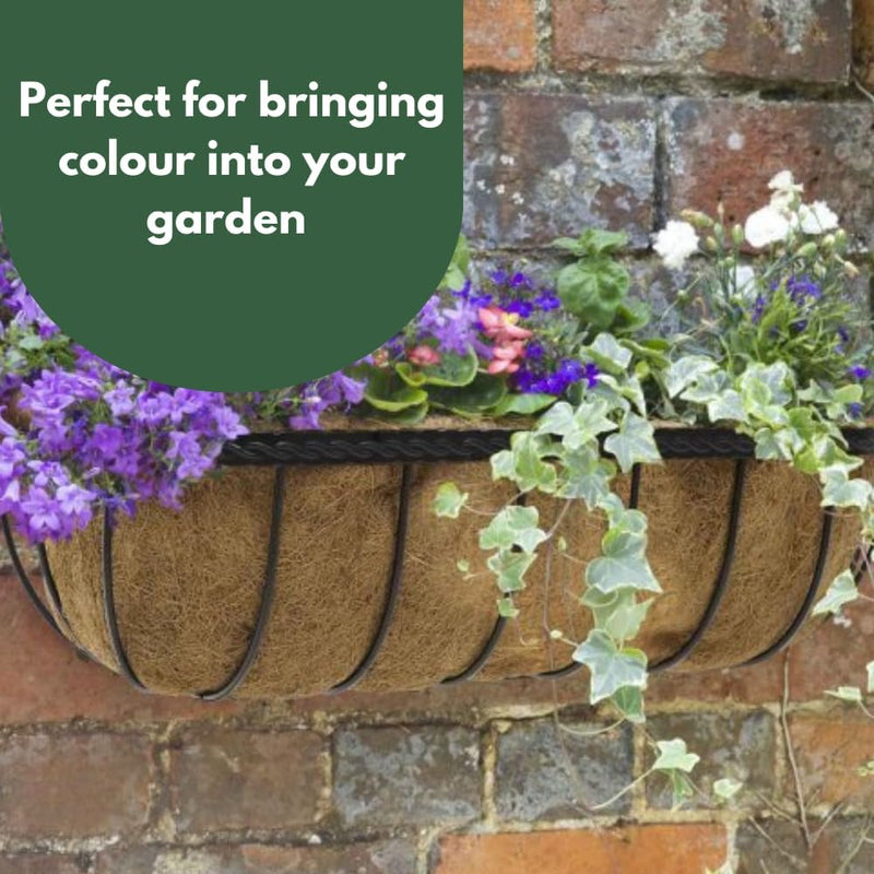 36 Inch Wall Mounted Flower Trough with Coco Liner 40L Black