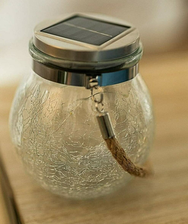 Hanging Solar Crackle LED Glass Lantern