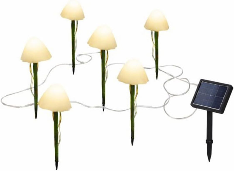 6 Piece Solar Mushroom Lights Waterproof Garden Stake Lights