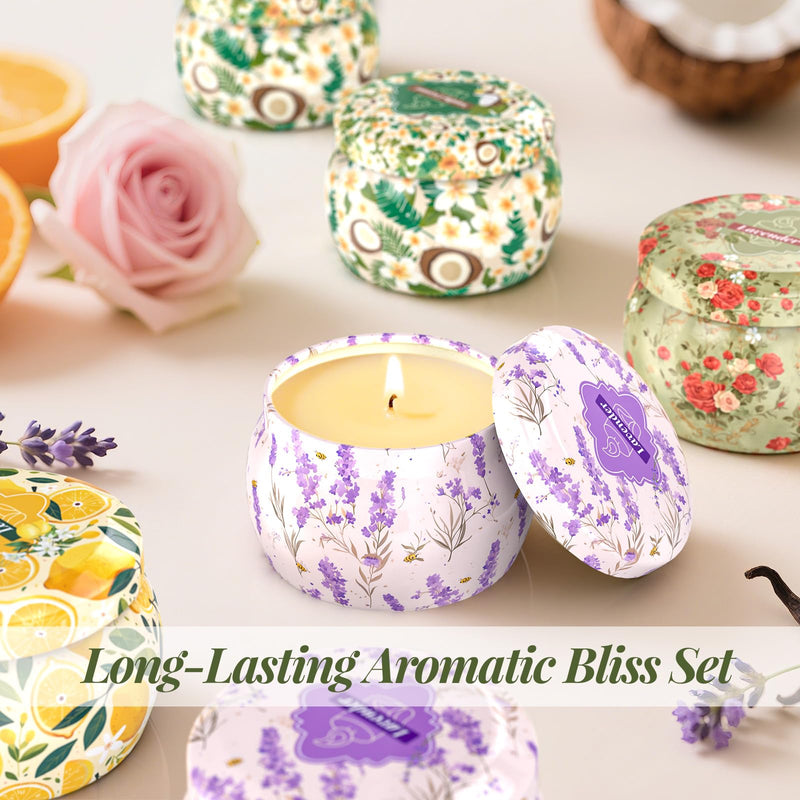 WarmEmbrace Scented Candles for Women | 8 Pack Soy Candle Set | 4.4 oz Each | Lavender, Coconut & Christmas Holiday Scents | Gift Set | 240H Burning Time