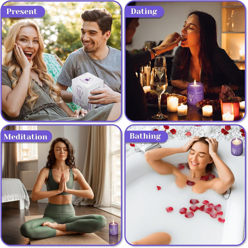WarmEmbrace Lavender Candles - 4 Pack, 160-Hour Long-Lasting Purple Jars