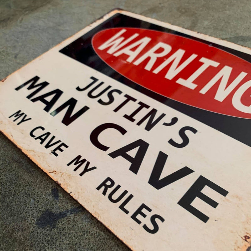 Personalised Warning Metal Sign For Man Cave