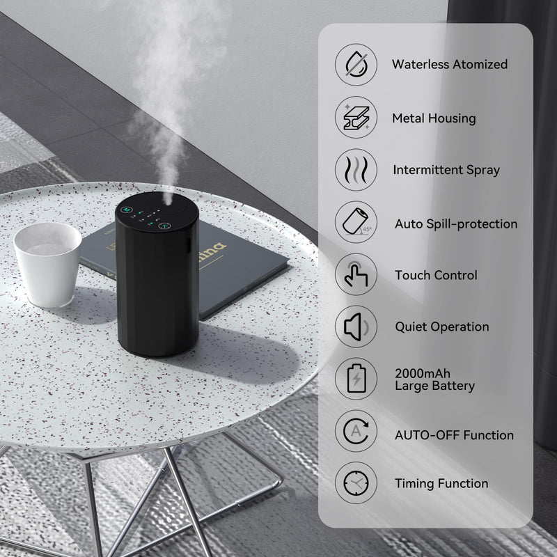 Waterless Essential Oil Diffuser – Portable Nebulizer (Black)