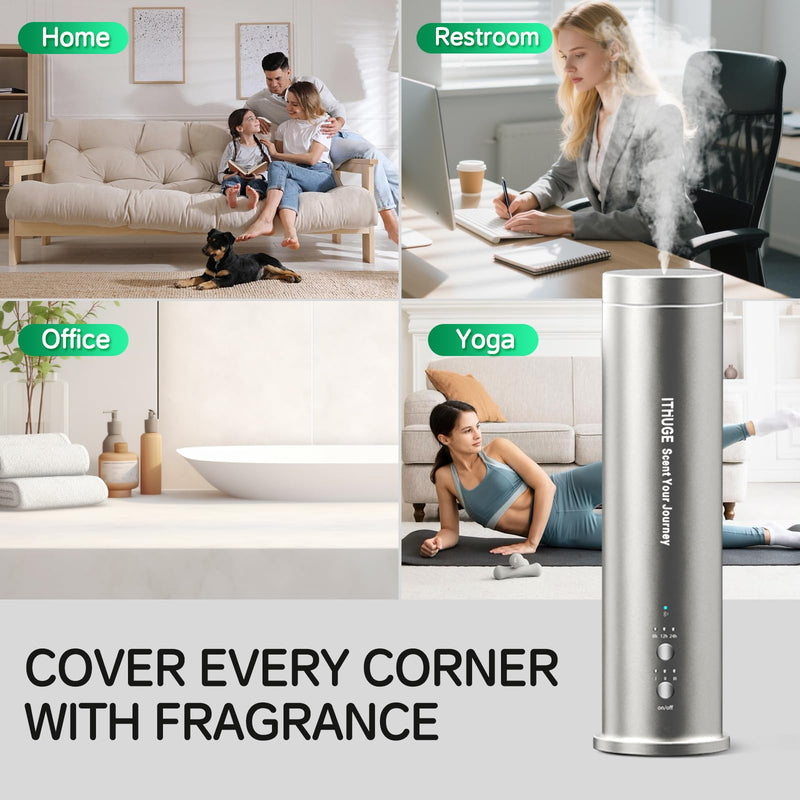 Waterless Essential Oil Diffuser for Large Room – Up to 1200 Sq Ft Coverage, Bluetooth App & Remote (M202B)