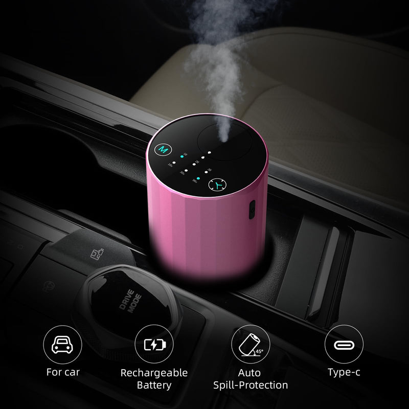 Waterless Essential Oil Diffuser – Portable Aromatherapy (Pink)