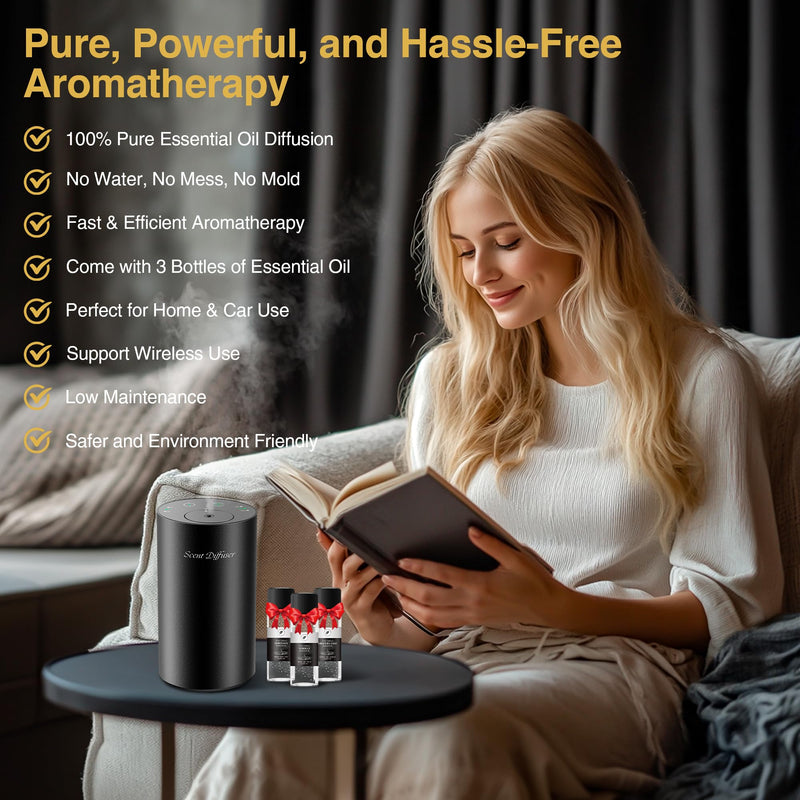 Waterless Essential Oil Diffuser Starter Kit — Battery-Operated, No Water Needed