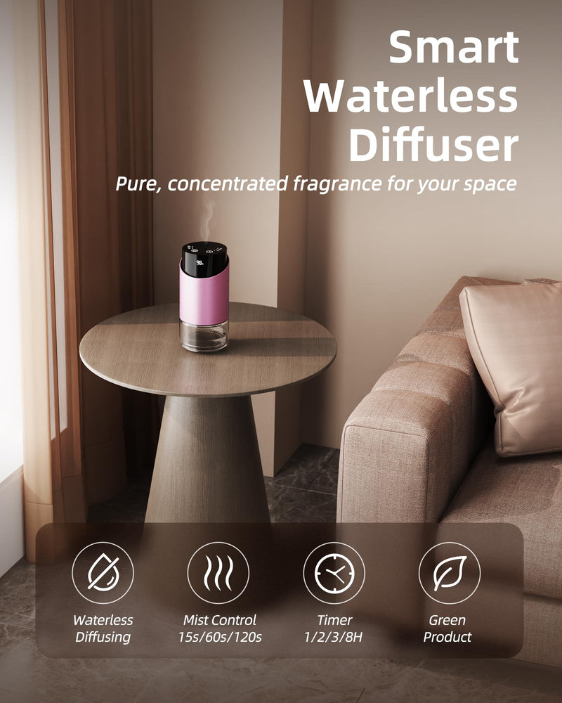 Waterless Essential Oil Diffuser – Portable, 3 Timers & 3 Mist Levels
