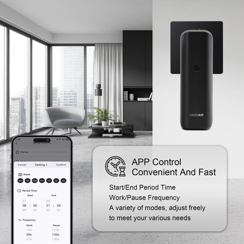 Waterless Wall Plug in Diffuser - Coverage 700 Sq.FT - Nanotechnology Plug in Scent Diffuser for Essential Oils- for Hotel and Home or Office - Smart Bluetooth APP Operation(Black)