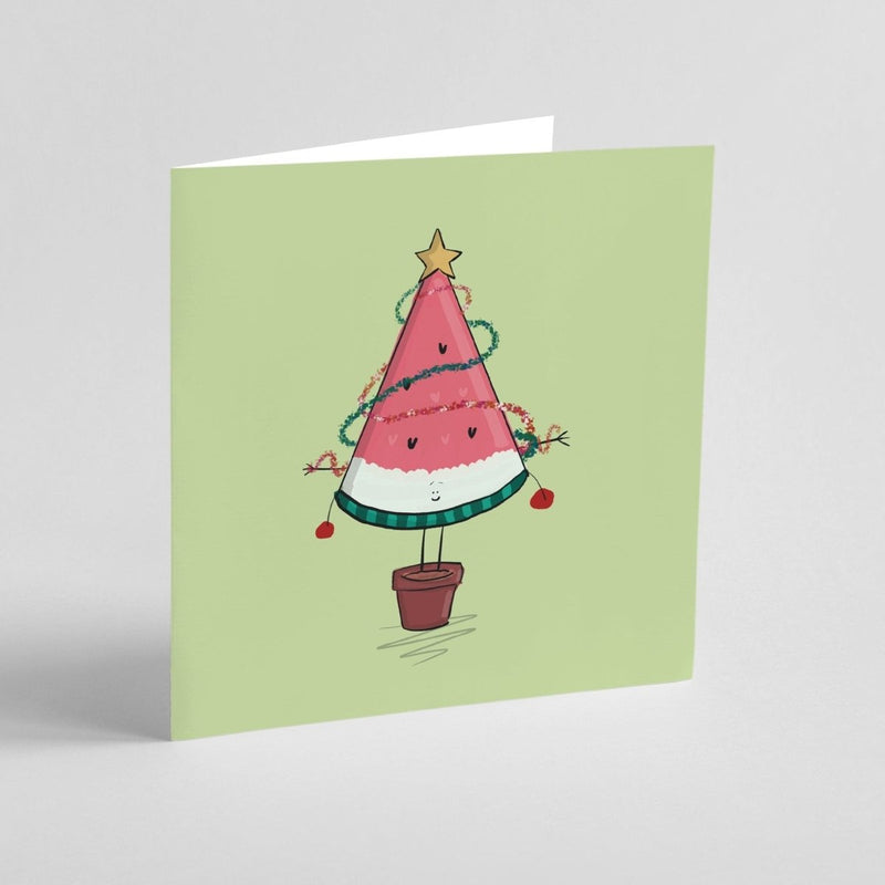 Watermelon Christmas Card - Quirky Holiday Greeting On Premium Cardstock | Square Design