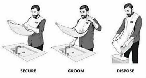 Mens Beard Trimming Bib Waterproof Hair Catcher with Suction Cups