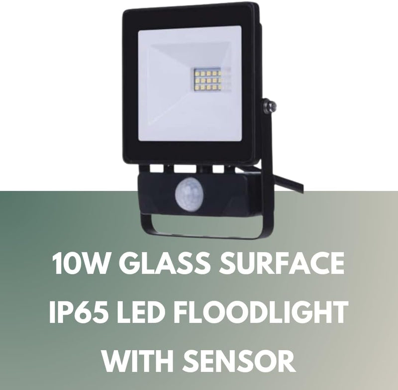 10W LED Outdoor Floodlight with PIR Motion Sensor 800 Lumens
