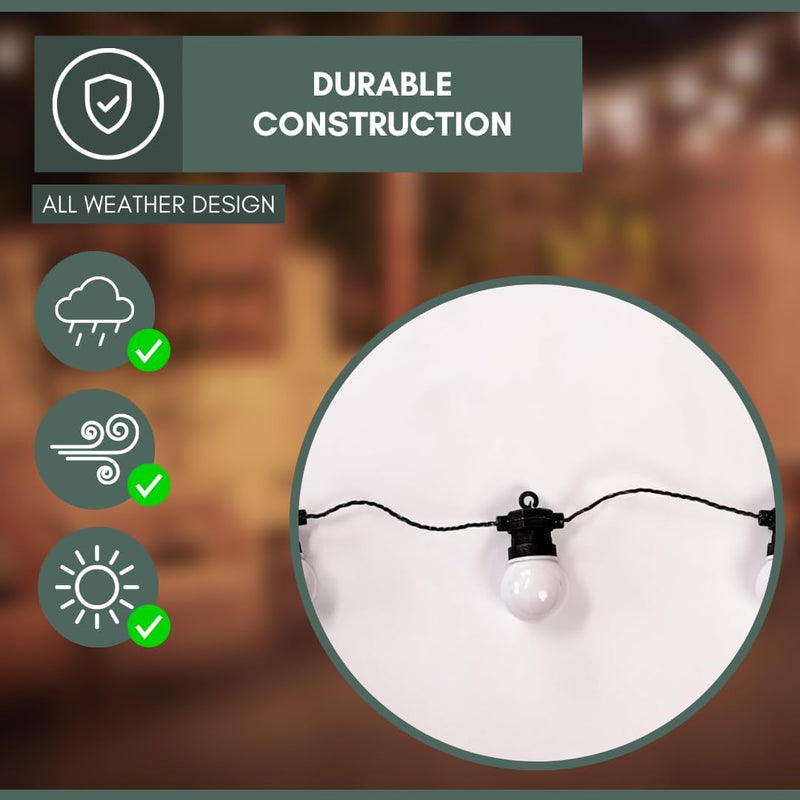 Outdoor Festoon String Lights 14M Multicolour Connectable LEDs