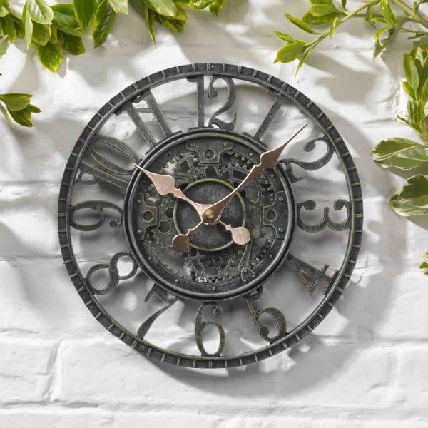 Vintage Open Face Outdoor Wall Clock 30cm Slate Effect