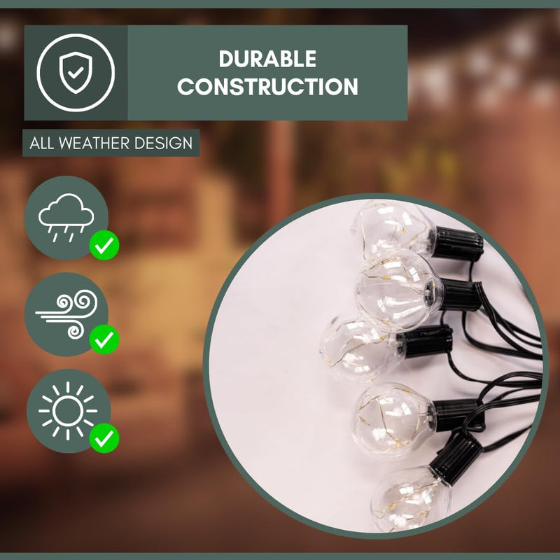 14.5m Multi Coloured LED Festoon String Lights Mains Powered