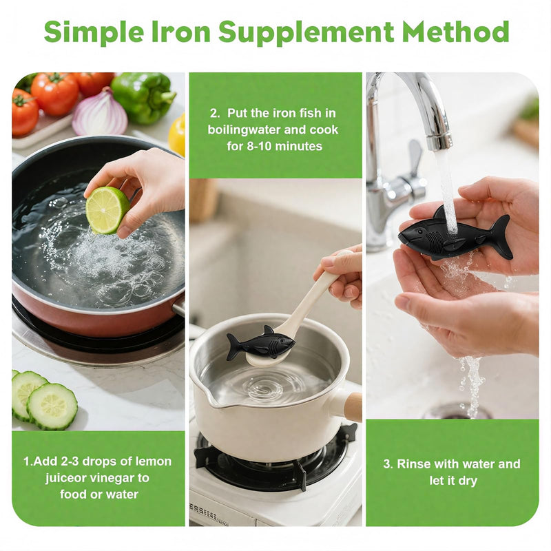 Watstion Iron Fish 1 Pack | Natural Black Iron for Cooking & Iron Support
