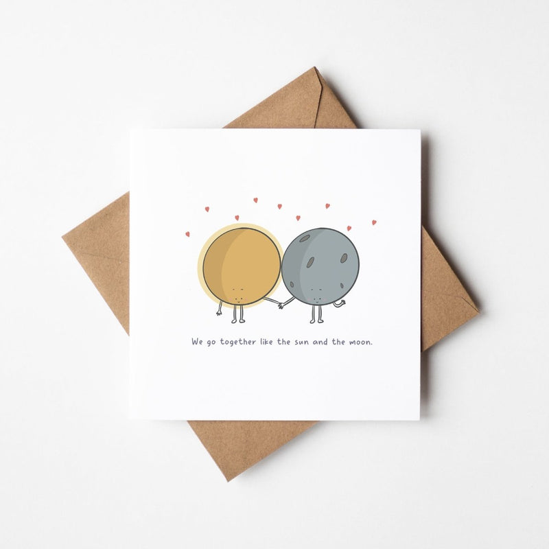 Sun And Moon Card – Perfect Match Kawaii Greeting Card With Cosmic Love Design