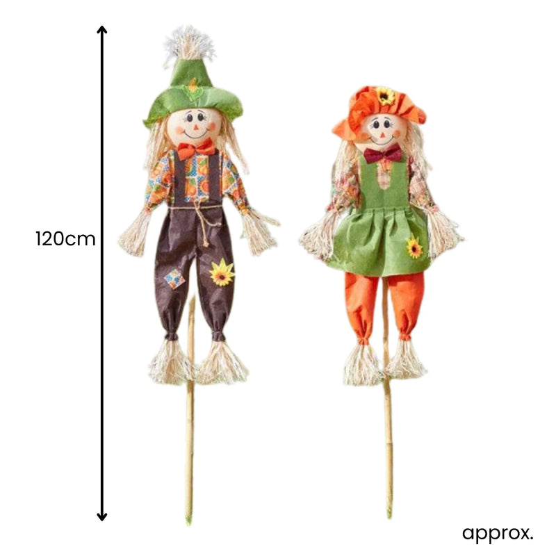 Medium Boy & Girl Halloween Scarecrow Decorations 120cm Set