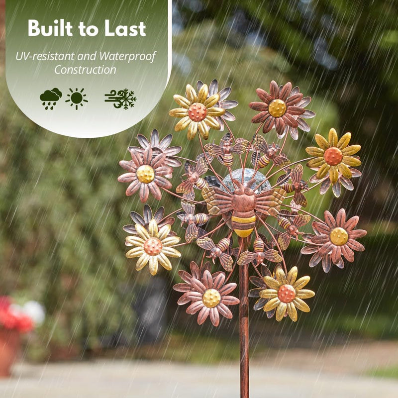 130cm Solar Wind Spinner with Colour Changing LED Garden Light