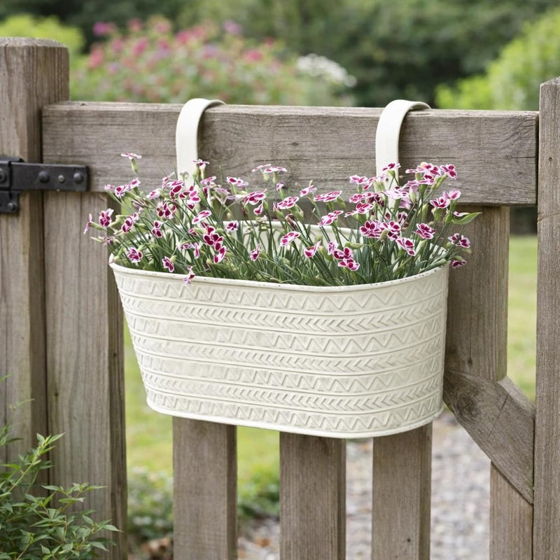 12 Inch Hanging Garden Planter Window Box with Hooks Ivory