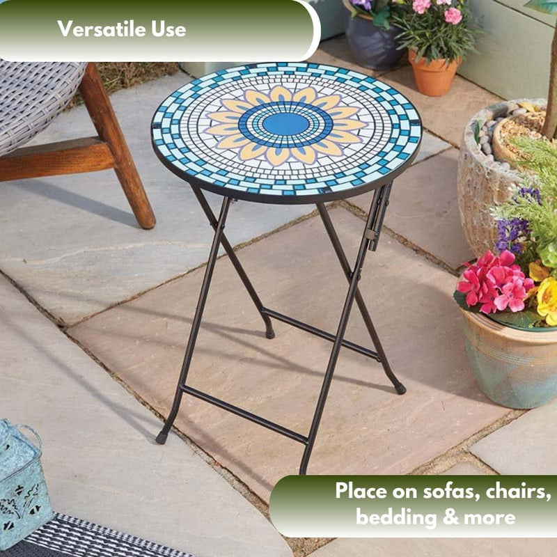 Folding Mosaic Glass Bistro Table for Garden & Patio