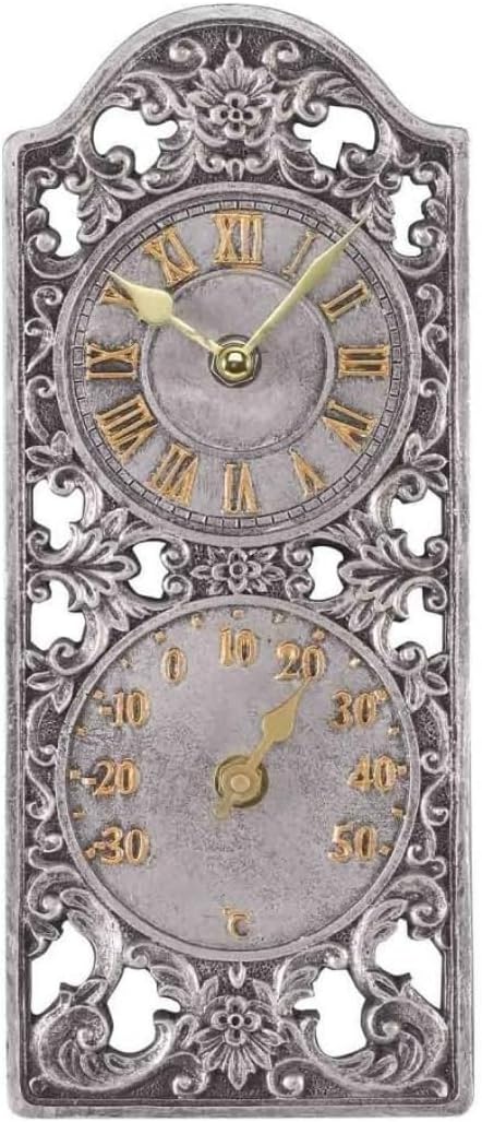 Vintage Outdoor Wall Clock with Thermometer & Barometer 35cm