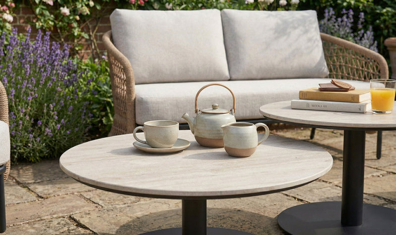 Peakdale Open Weave 2 Seater Sofa Set with Double Coffee Tables