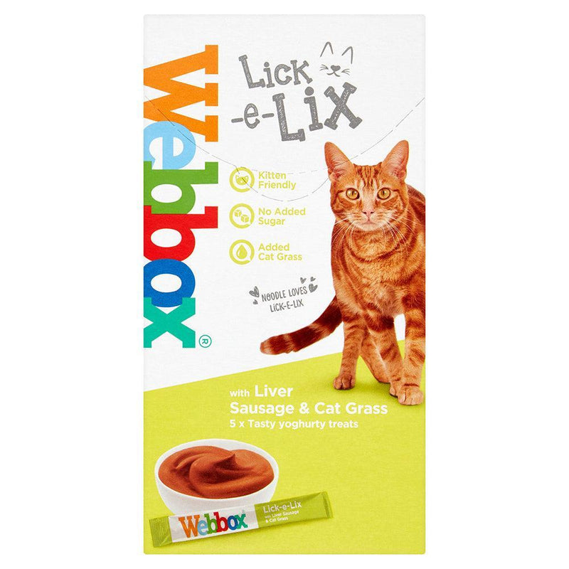 Webbox Lick e Lix Cream Liver with Cat Grass 5 x 15g - Case of 17