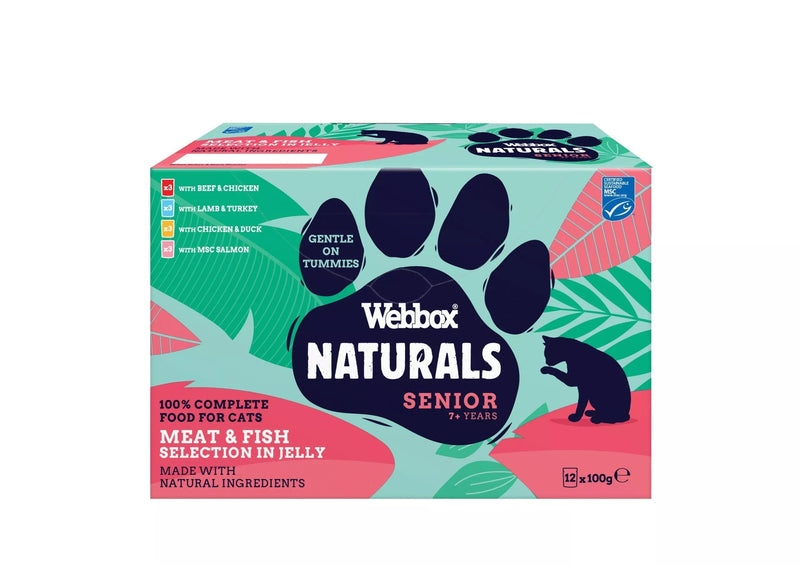 Webbox Naturals Cat Senior 7+ Mixed in Jelly Pouches 8 x 100g - Case of 7