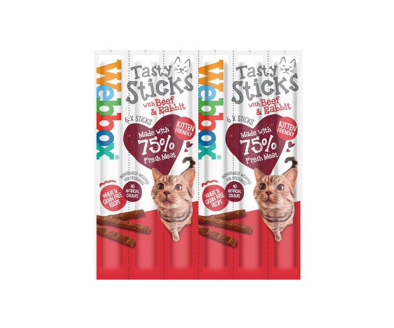 Webbox Tasty Sticks Cat Beef and Rabbit 6 - Case of 12