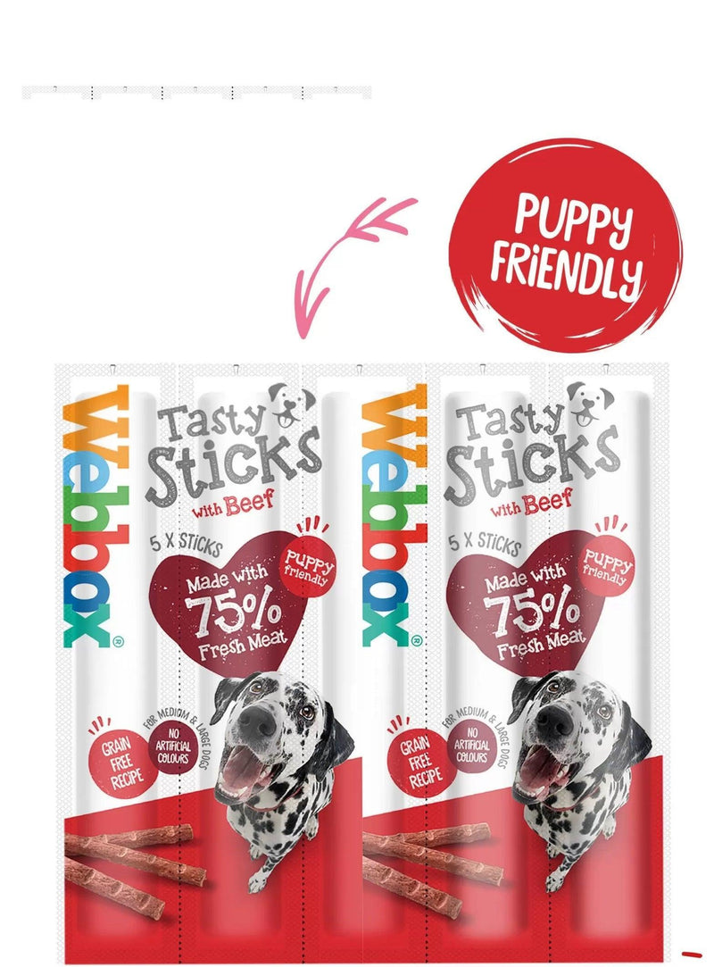 Webbox Tasty Sticks Beef Large 5 Sticks - Case of 18