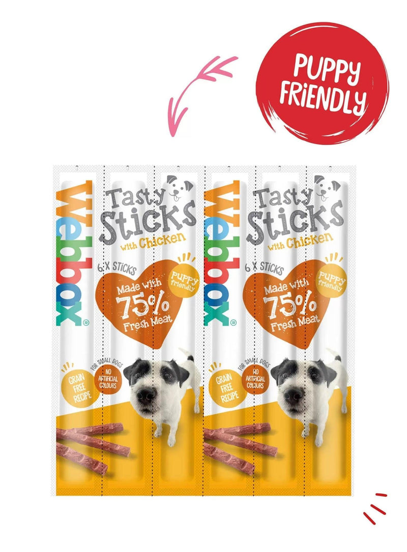 Webbox Tasty Sticks Chicken Small 6 Sticks - Case of 12