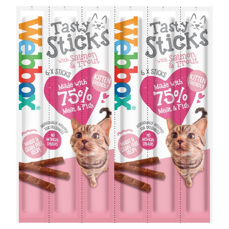 Webbox Tasty Sticks with Salmon & Trout 6 Semi-Moist Tasty Treats 30g (Case of 12)