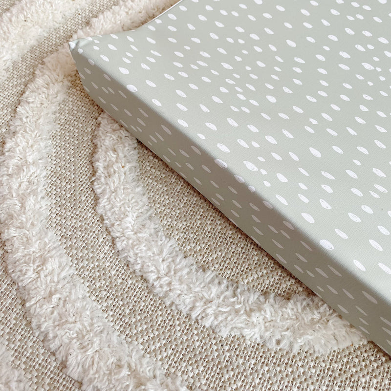 Anti-Roll Wedge Changing Mat - Sage Green Spotty Print