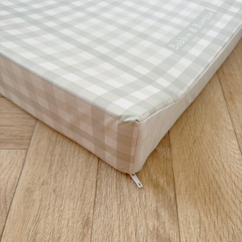 Anti-Roll Wedge Changing Mat - Sage Green Gingham