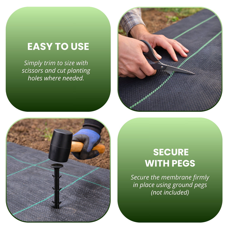 1m x 10m Heavy Duty Weed Control Fabric Membrane 100gsm