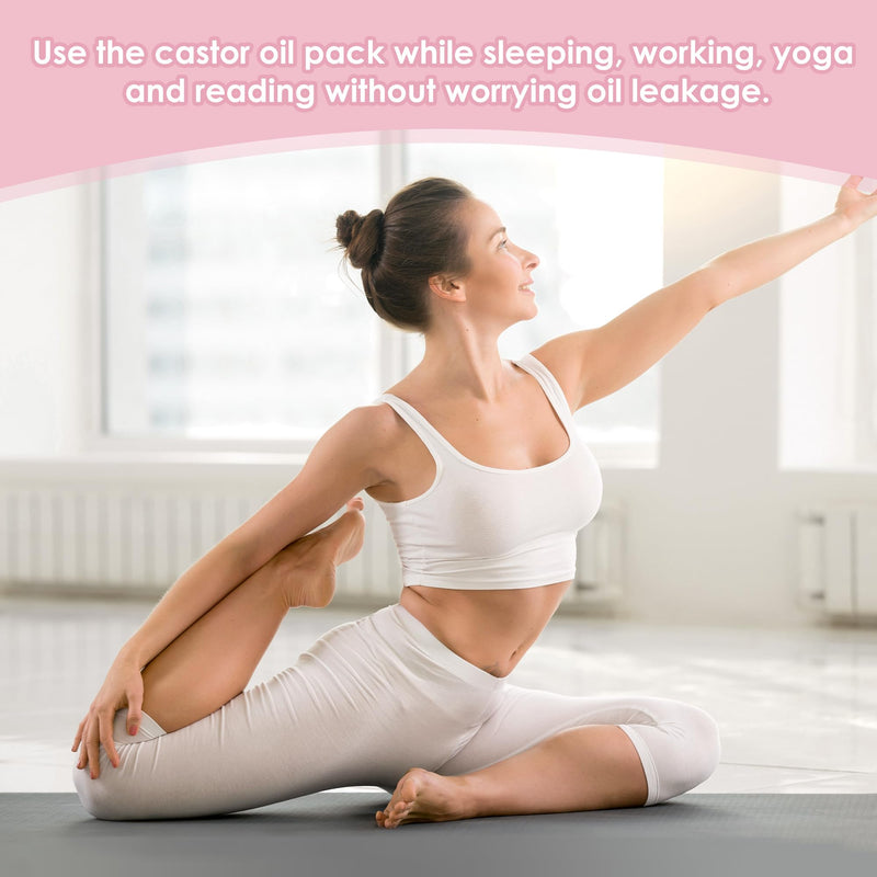 Wegreeco Castor Oil Pack Wrap – Reusable, Adjustable, Pink Flowers (Oil Not Included)