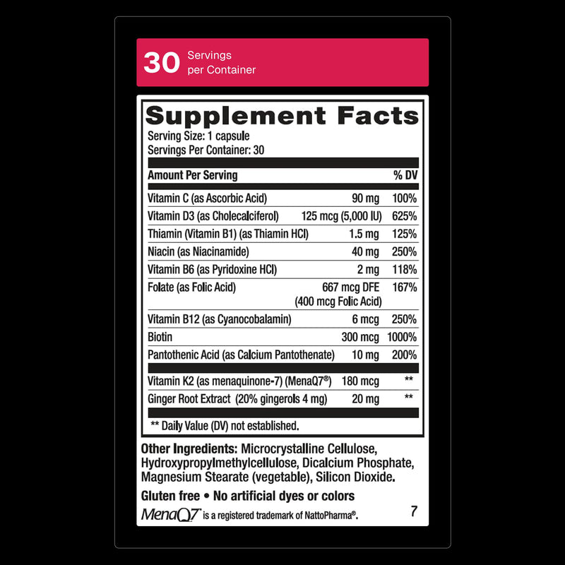 Weider Artery Health – Vitamin K2, D3 & Ginger for Artery & Heart Health (Vegan, Gluten Free) – 30 Capsules