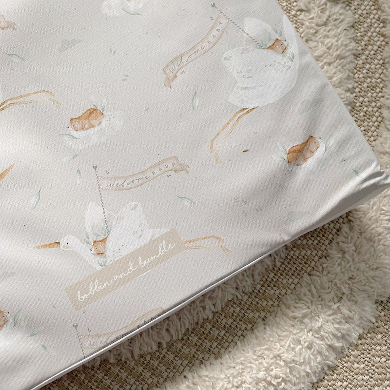 Anti-Roll Wedge Baby Changing Mat - Welcome Baby Print
