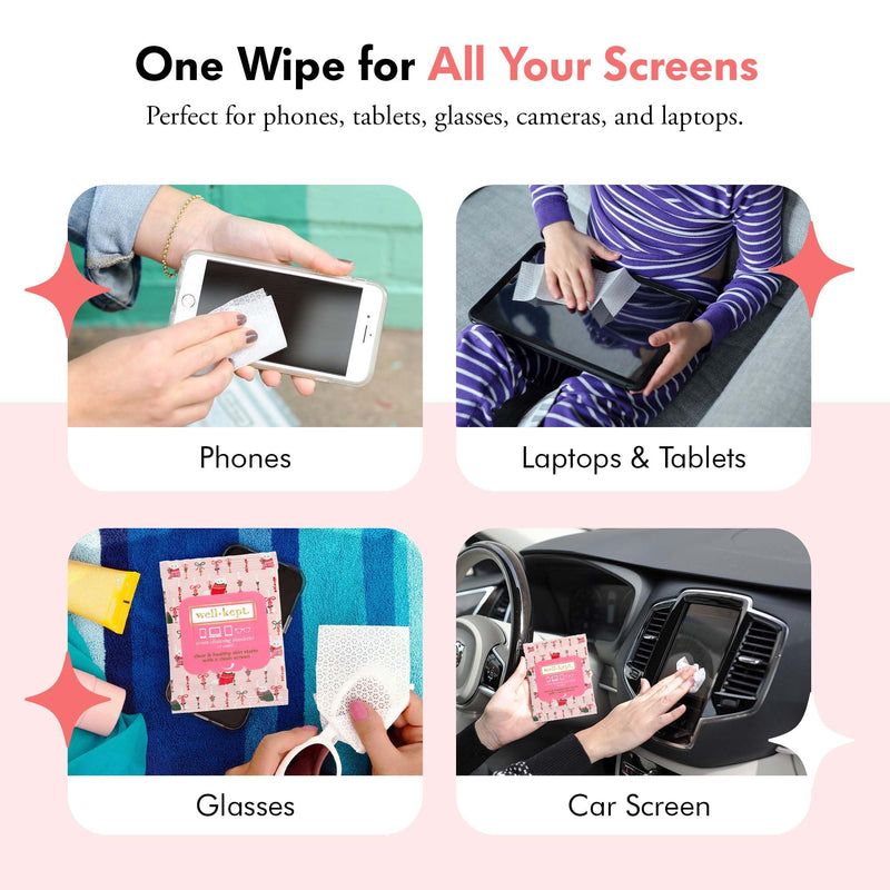 Well-Kept Tech & Lens Wipes - Eyeglass, Screen & Phone Cleaning (12 Pack, 180 Wipes) | Choupette