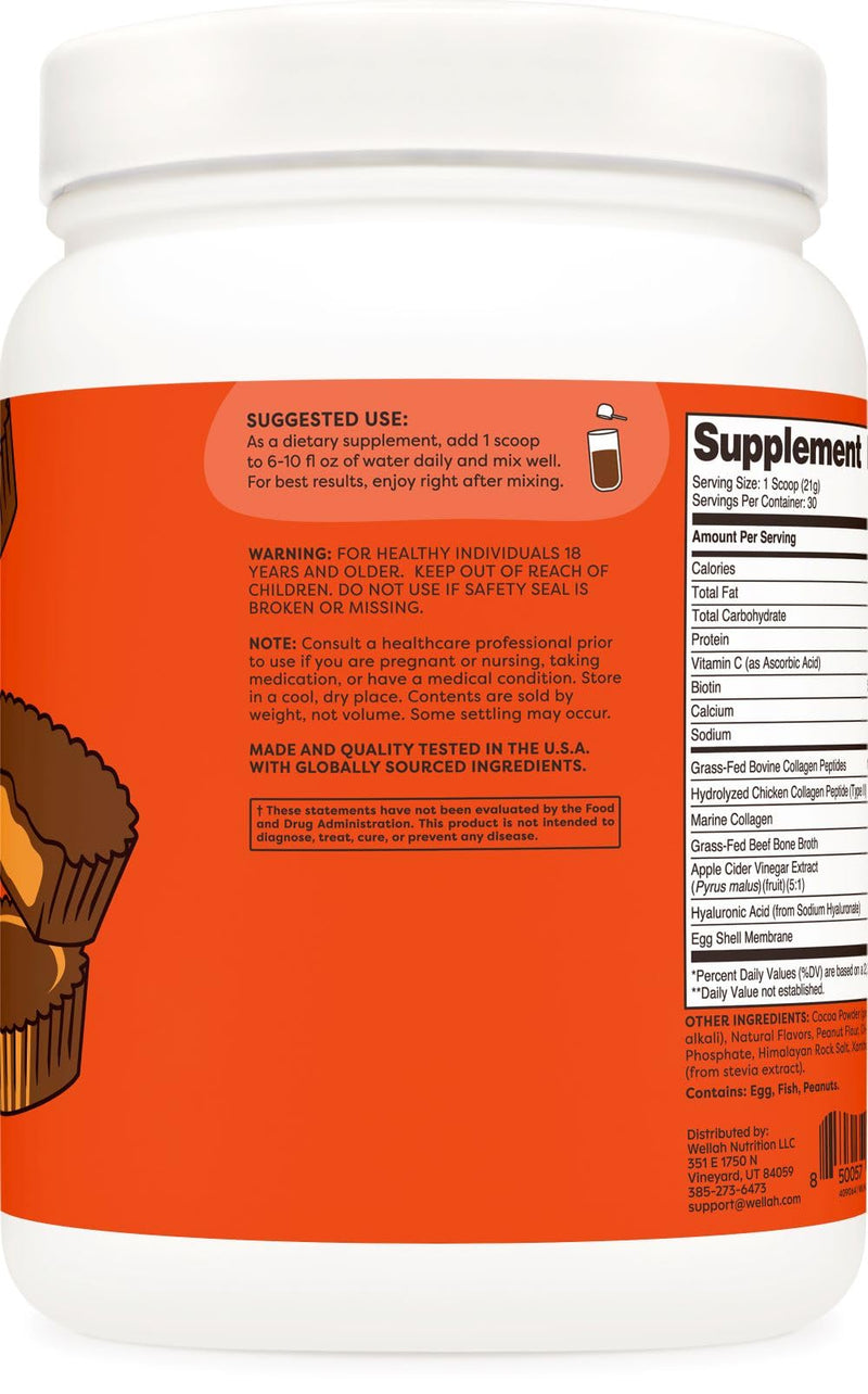 Wellah The Afterglow Multi Collagen Protein + Beauty – Peanut Butter Chocolate (30 Servings)