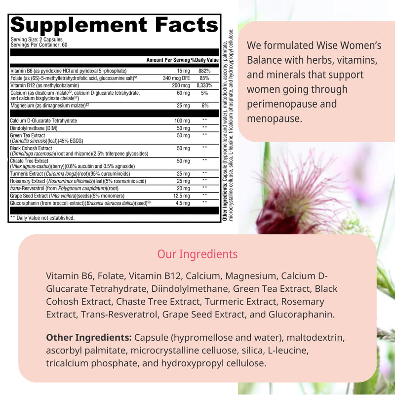 Wellena Wise Women’s Balance by Magdalena – Hormonal Balance for Peri- & Menopause | 120 Vegetarian Capsules, 60-Day Supply
