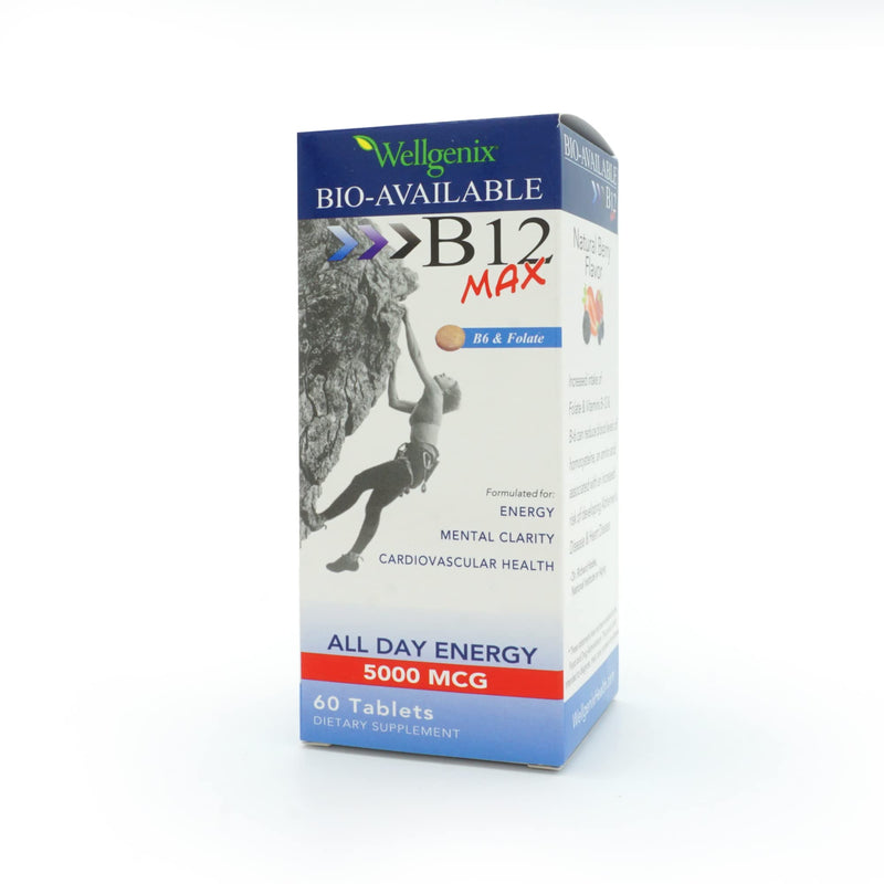 Wellgenix Bio-Available Sublingual B12 Max - High-Absorption B-Complex (60 Ct) 2-Pack