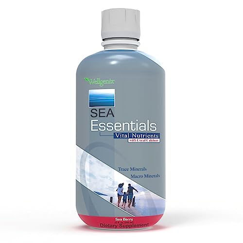 Wellgenix Sea Essentials Vital Nutrients – Coral Calcium Liquid Multivitamin, Sea Berry Flavor, 32oz