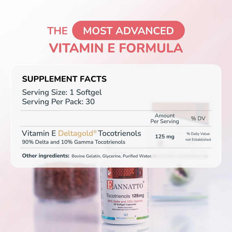 Wellness Extract Annatto Tocotrienols Vitamin E (125mg, 30 Softgels) – Tocopherol Free