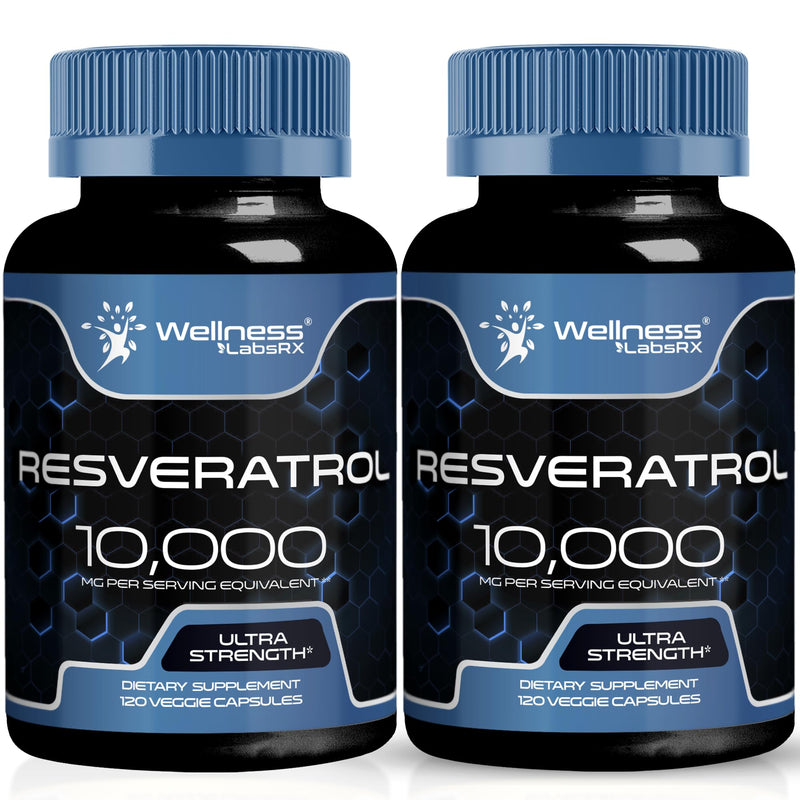 WELLNESS LABSRX Resveratrol 1000mg Capsules - 240 Count Pack of 2 - Japanese Knotweed