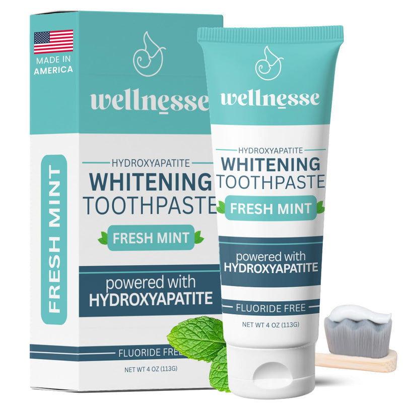 Wellnesse Whitening Hydroxyapatite Toothpaste – Fluoride-Free, Mint, 4 oz