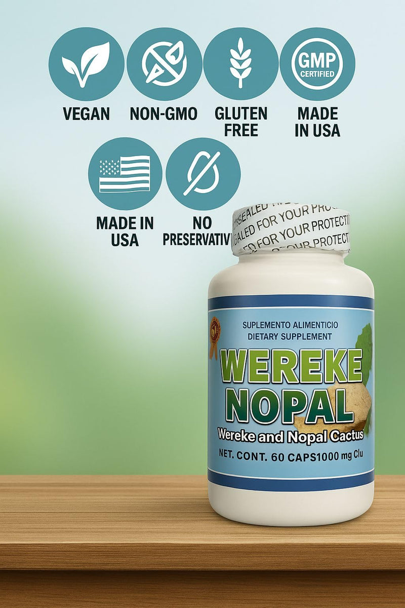 Wereke & Nopal Capsules – 60 Count (1000 mg Each) – Natural Herbal Supplement – Traditional Mexican Blend by Lo + Natural