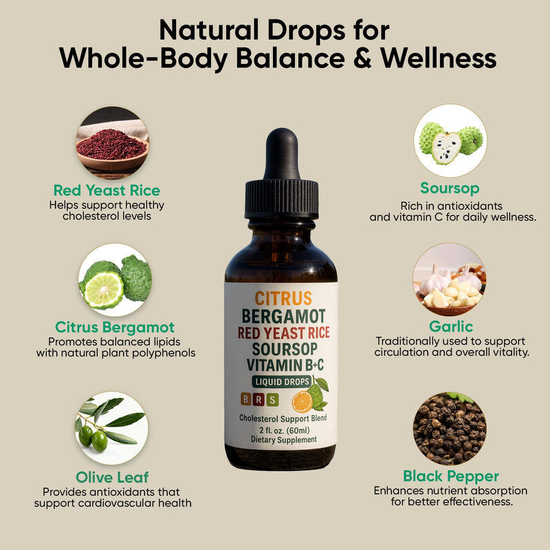 WHDEOW Citrus Bergamot Red Yeast Rice Drops - Heart & Immune Support