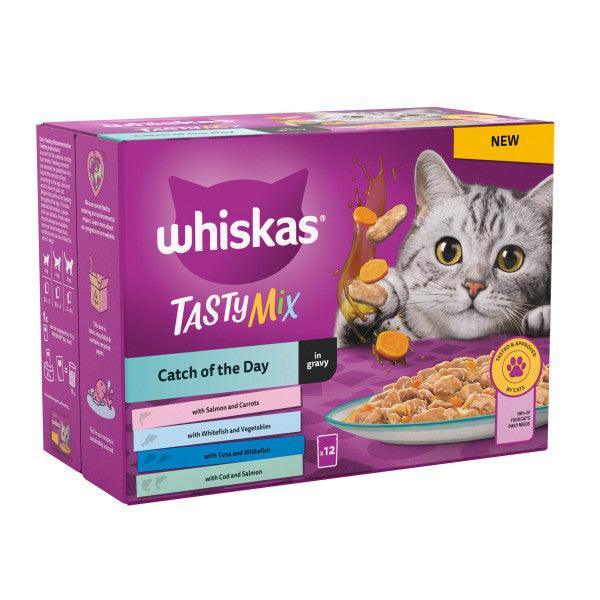 Whiskas Adult 1+ Tasty Mix Catch of The Day in Gravy Pouches 12 x 85g - Case of 4