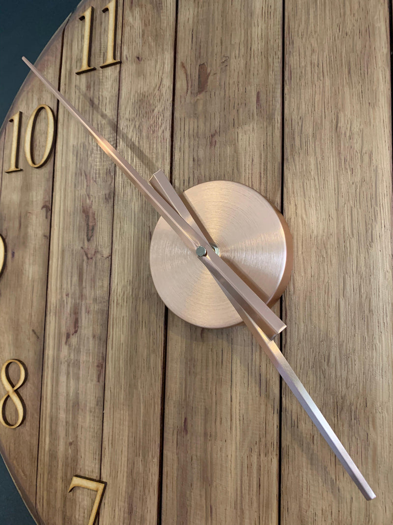 Whiskey Barrel Clock Oak Finish Made to Order